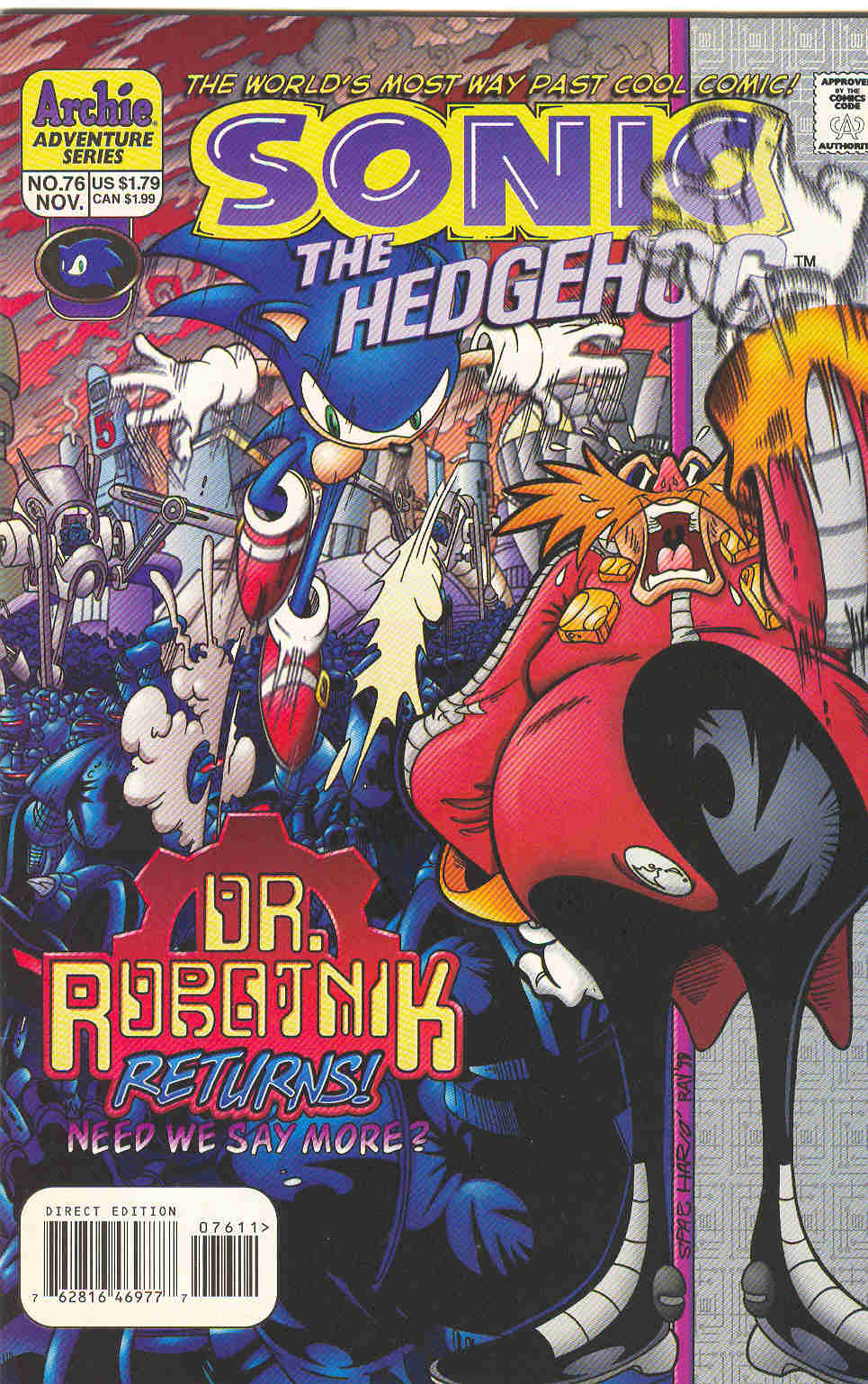 Sonic - Archie Adventure Series November 1999 Comic cover page